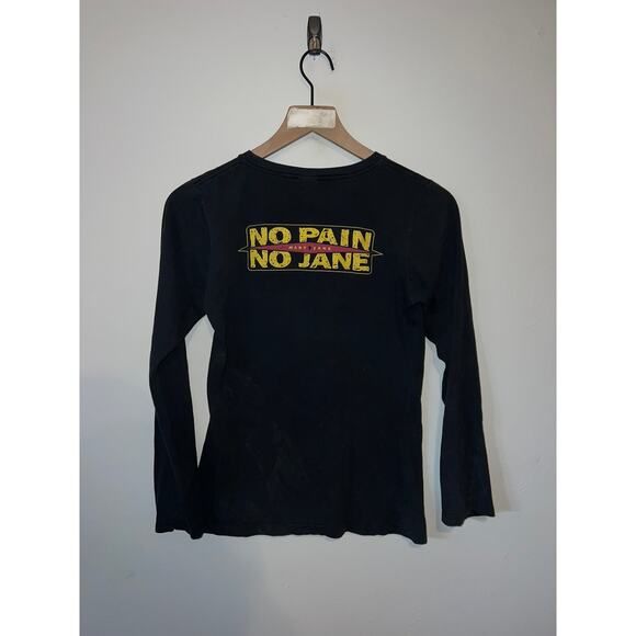Womens Mary Jane Shirt No Pain No Jane Long Sleeve Black Tee Top Women M - Picture 7 of 10